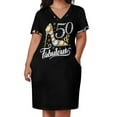 thumbnail image 2 of Camiseta de 50 cumpleaños. Camiseta "Fifty and Fabulous" para mujer. Vestido holgado con bolsillos, elegante vestido de boda., 2 of 6
