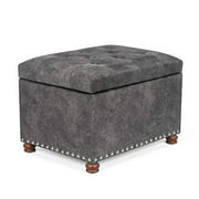 Storage Ottoman Bench Foot Rest Stool Coffee Table with Lift Top (Gray)