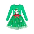 thumbnail image 1 of Robe Fille Noël Père Noël Neige Manches Longues Robe de Vacances 7 Ans, 1 of 8