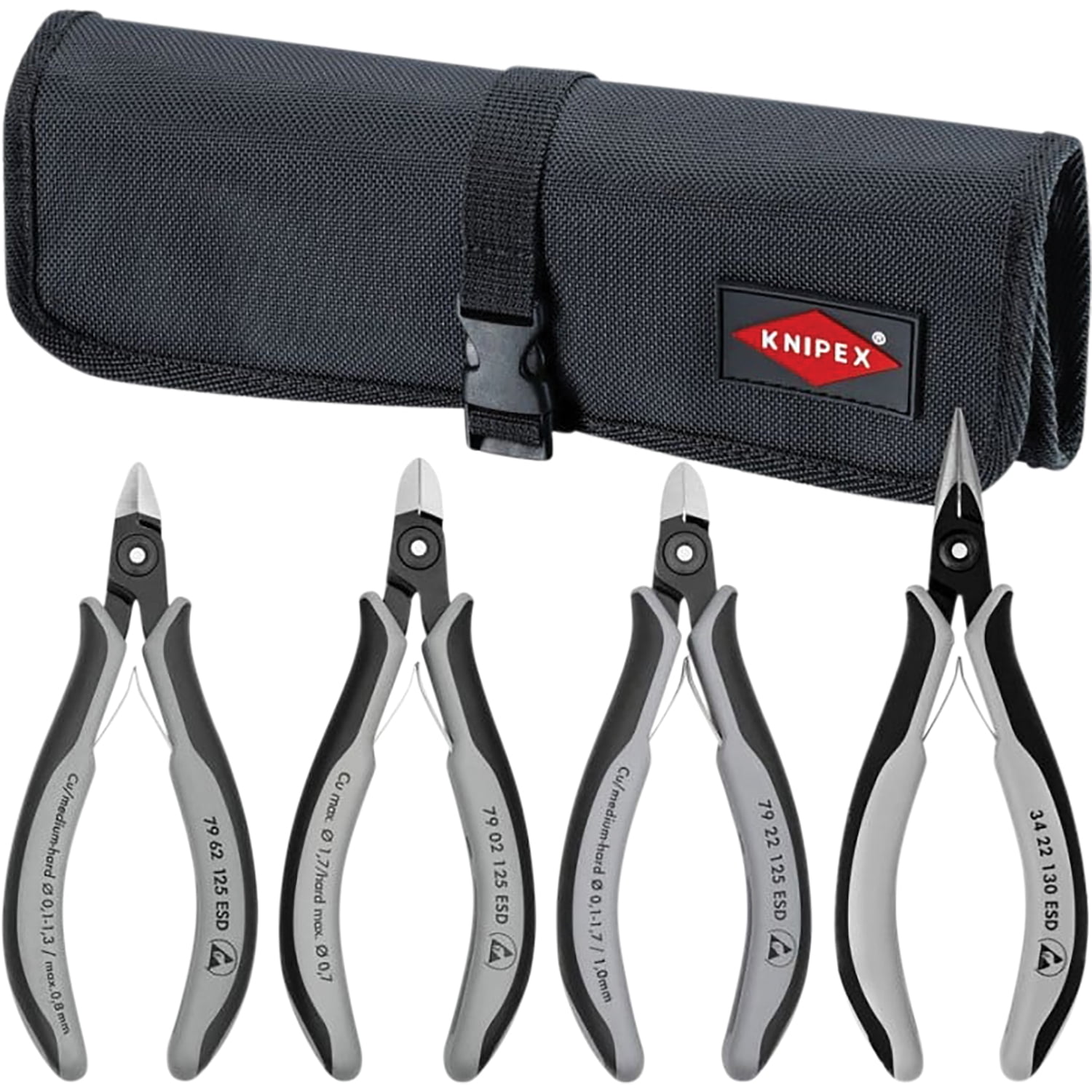 Knipex Electronics Esd Pliers Set In A Tool Roll, 4 Piece