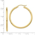 thumbnail image 4 of Real 14kt Yellow Gold Polished 2mm Lightweight Tube Hoop Earrings; for Adults and Teens; for Women and Men, 4 of 4