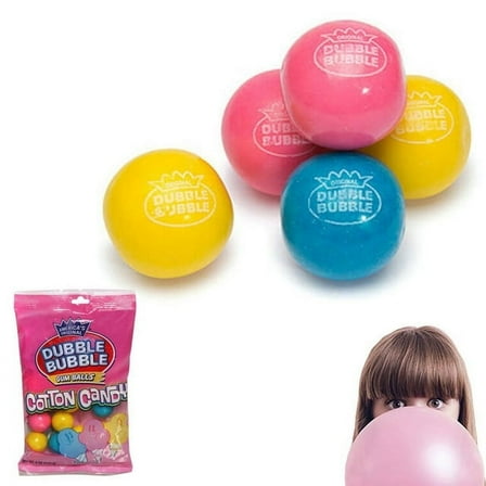 Original Dubble Bubble Gum Balls Cotton Candy Flavor Chewing Gum 4oz Gumballs
