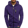 thumbnail image 1 of OUSITAID Mens Hooded Sweater Coat With Solid Color Zipper Pocket In Autumn And Winter, 1 of 5