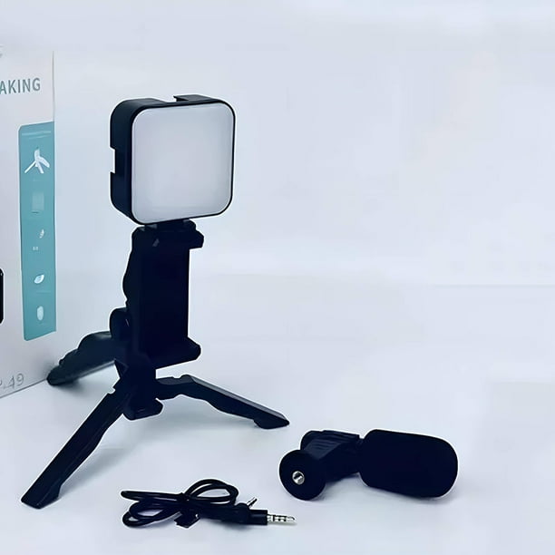 Cámara Tripie Para Celular Con Luz Led Micrófono Tripode Led Para