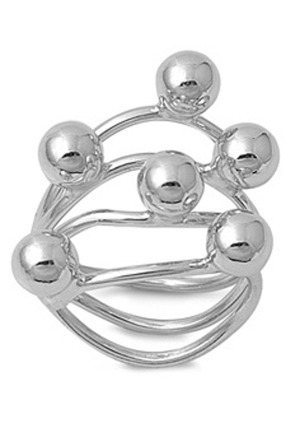 925 Sterling Silver Tension Spheres Fashion Ring Size 8
