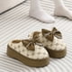 thumbnail image 3 of QYCKABY Zapatillas de algodón de felpa cálidas de invierno para mujer, suela gruesa, calzado de interior para el hogar, diseño de moda, suaves y elegantes, pantuflas de piel para exteriores, 3 of 5