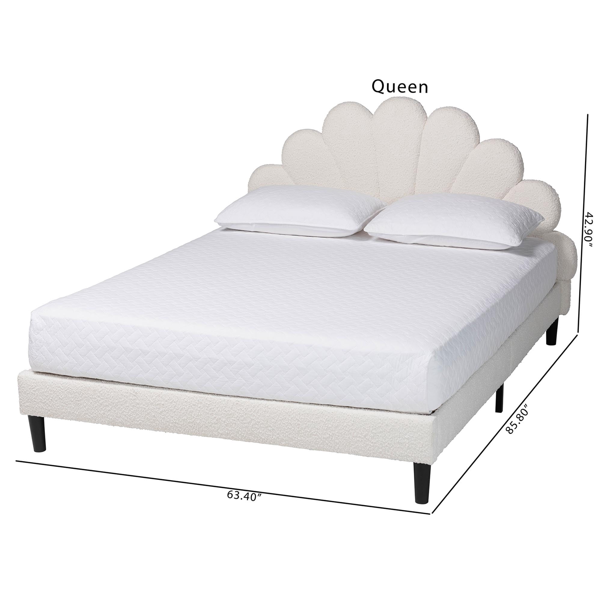 Baxton Studio Albion Modern Platform Bed, Queen, 63"W, Cream
