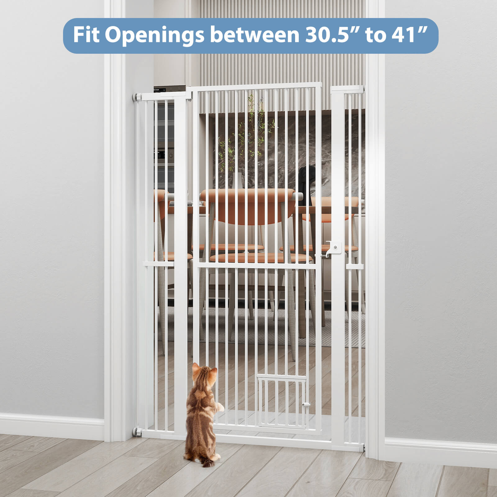 Costway 59” Extra Tall Pet Gate with 30.5”-41” Width & 2 Extension Kits 1.37” Gap