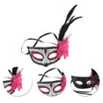 thumbnail image 3 of Unique Bargains 1 Pc Feather King Half Face Party Mask for Masquerade Party Rose Red, 3 of 5