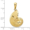 thumbnail image 2 of 18.9mm 14k Solid Yellow Gold Satin Sparkle-Cut Nautilus Shell Pendant Necklace Pendant for Women, 2 of 2