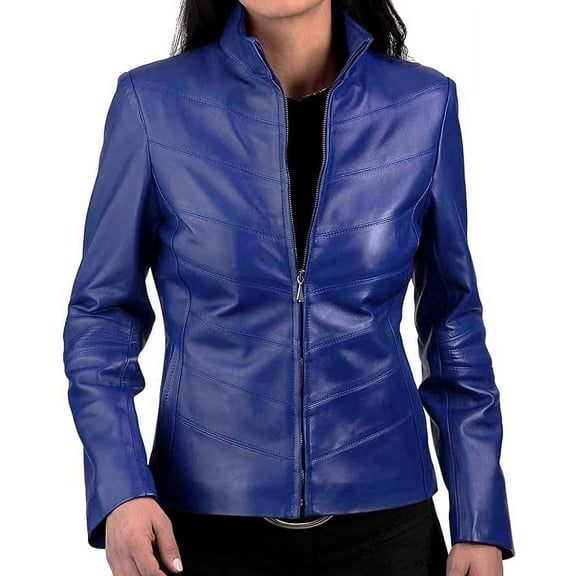 Womens Genuine Lambskin Leather Jacket Motorcycle Biker Leather Jacket W066