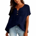 thumbnail image 2 of Women Linen Shirt Summer Linen Tops Loose Fit Tee Shirt Women Cotton Boho Tops Gauze Shirts For Women Boho Peasant Gauze Blouses Linen Clothing For Women Summer Blouses For Women Navy S, 2 of 9