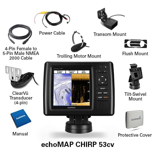 Garmin Echomap Chirp 53cv Echomap Chirp 53Cv, Us Lakes, W/Xdcr - Walmart.com