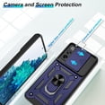 thumbnail image 2 of Samsung Galaxy S20 FE Case(4G/5G),Galaxy S20 Fan Edition/S20 Lite with HD Screen Protector with Slide Camera Cover, 360° Rotation Ring Kickstand [Military Grade] Case for Samsung S20 FE Blue, 2 of 14