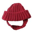 thumbnail image 2 of Dog Hat,Knit Dog Beanie with Ear Flaps – Warm Winter Hat,Stretchy Knit Soft Ear Flaps Beanie,Cold Weather Outdoor Walks & Photos for Small & Medium Dogs & Cats(Wine Red,M), 2 of 9