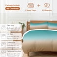 thumbnail image 6 of 3 Piece Teal Brown Ombre Duvet Cover Set Full Size,Microfiber Comforter/Quilt Cover with Corner Ties and 2 Pillowcases,Turquoise Gradient Modern Abstract Art All Season Bedding with Zipper Closure, 6 of 8