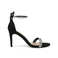 thumbnail image 4 of BLISSFUL STEP Women's Shoes Stiletto Heels Rhinestone Ankle Tie Open Toe Faux Suede Party Sandals Black 8, 4 of 8
