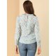 thumbnail image 5 of Allegra K Blusa Floral De Gasa Informal Con Cuello Con Volantes Y Manga Larga Con Pu?os Fruncidos Para Mujer Azul claro S, 5 of 6
