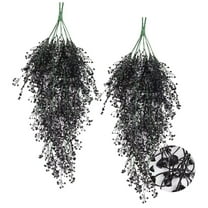 Holloyiver Artificial Hanging Plants, 31.5 Inch Fake Hanging Plant Faux Ivy Vine Leaves, UV Resistant Plastic Wall Plants for Indoor Outdoor Home Garden Wedding Jungle Party Patio Decor (Black)