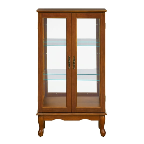 Display Cabinet, With Adjustable Shelves, Mirrored Back Panel, Tempered Glass Doors, Curio Cabinet, Glass Display Cabinet For Living Room, Bathroom, Laundry Room, Studio