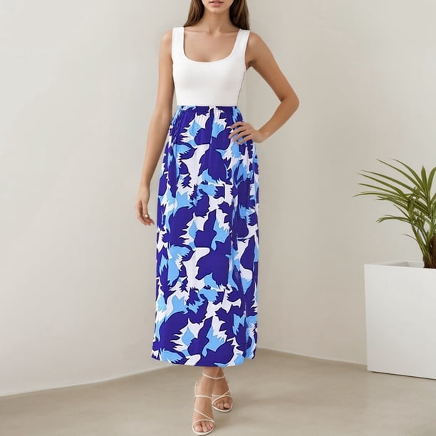 WILLBEST Vestidos De Lino Para Mujer Vestido Sin Tirantes De Estilo Bohemio Para Mujer
