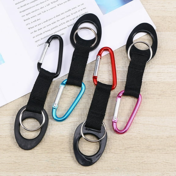 Kesenlong bottle holder 2pcs Outdoor Water Bottle Holder Clips for Camping Hiking with Belt Buckle for Water Bottle (Black, Random Color Buckle)