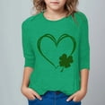 thumbnail image 2 of AherBiu Kid Girls Clothes 3/4 Sleeve Tops St. Patrick's Print Crewneck Summer Casual Basic Top Tees Comfy Tshirts, 2 of 4
