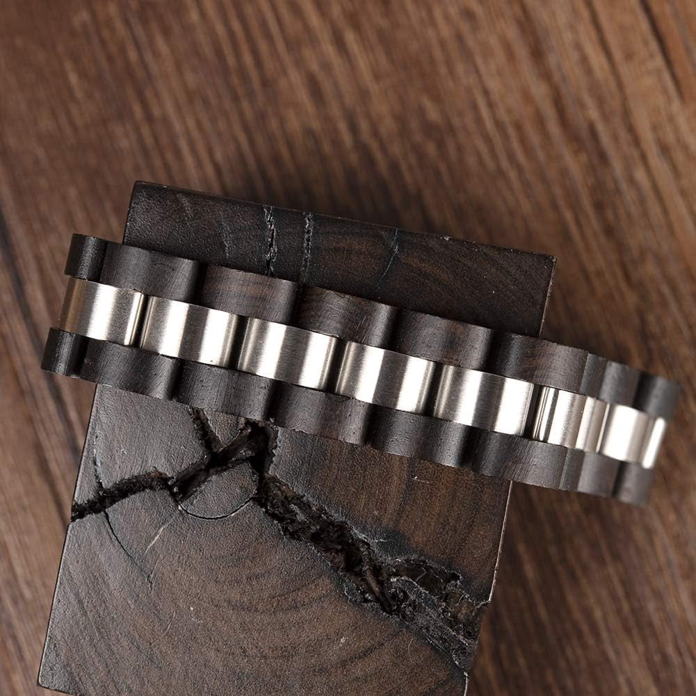 Wollet Wooden Bracelet for Men Stainless Steel Wood Jewelry Great Gift for Men,7.4 inches