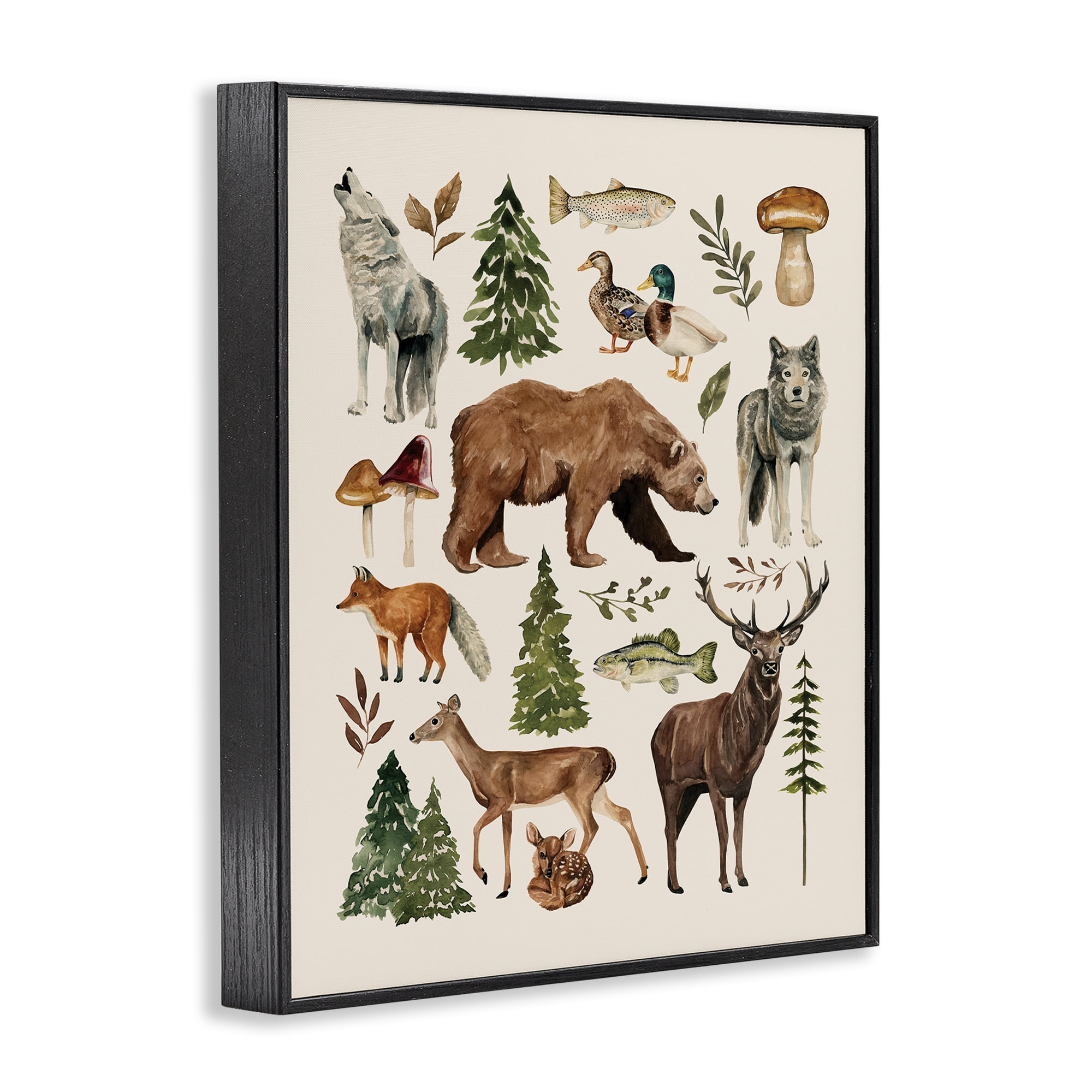 Stupell Industries The Wild Wood Animals Black Framed Giclee Art, design by Bethany Sandoval