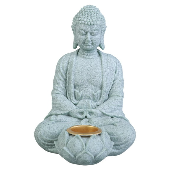 Handcrafts Buddhas Tealight Holder Stone Meditation Statue Figurine Sculpture for Home or Garden Decoration