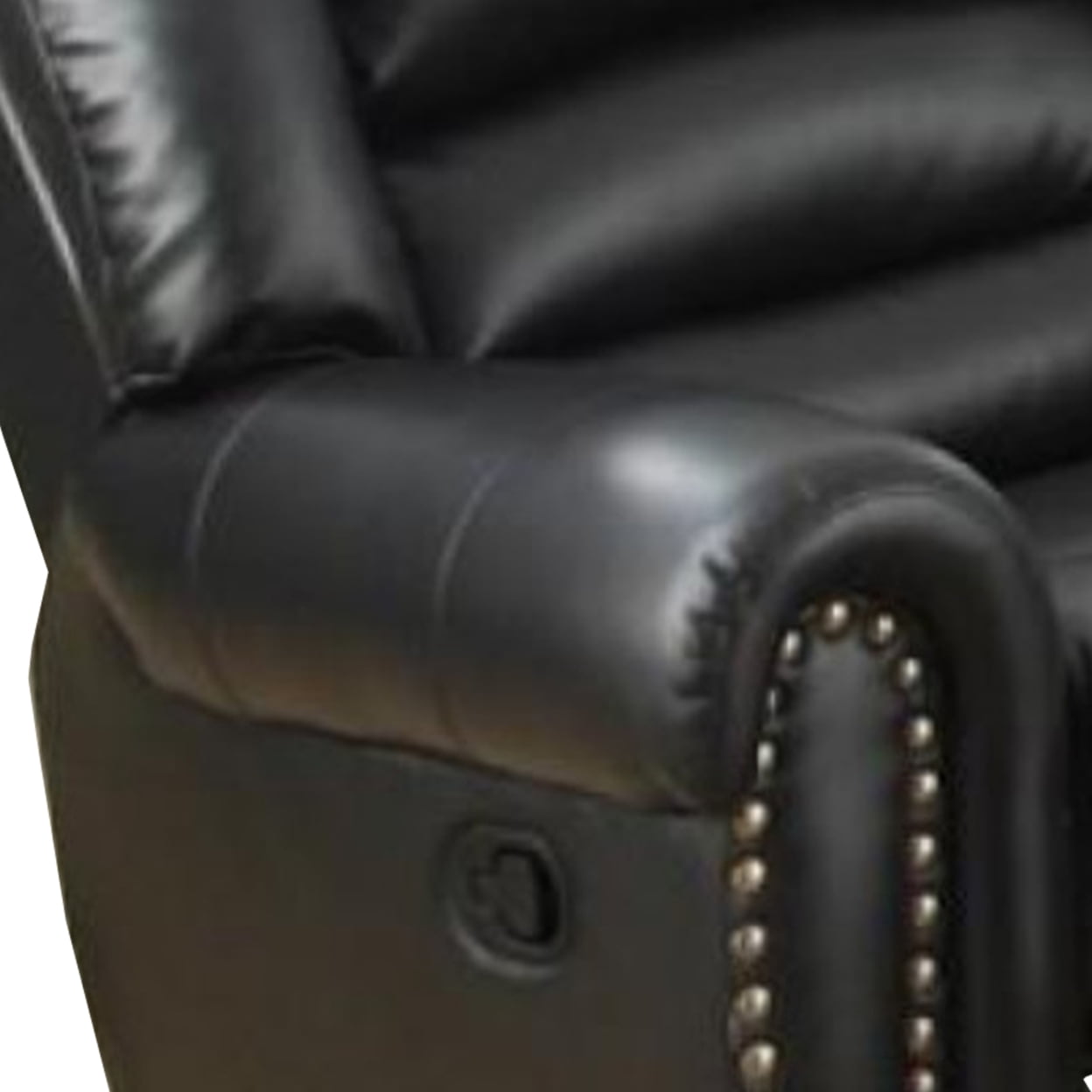 Poundex Bonded Black Leather Recliner Chair, Glider