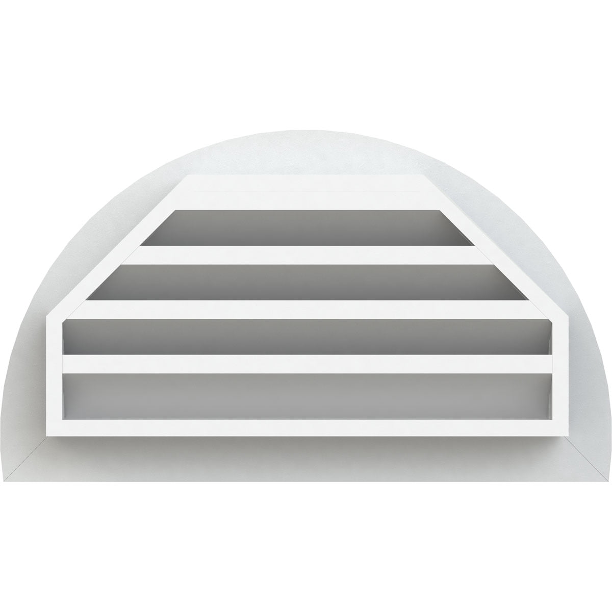 22"W x 11"H Half Round Gable Vent (27"W x 16"H Frame Size): Functional, PVC Gable Vent w/ 1" x 4" Flat Trim Frame