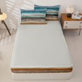 thumbnail image 4 of Castle Fairy Layered Wooden Beach Wave Zipper Queen Comforter Set with Fitted Sheet and 2 Pillowcases,Seashell Rustic Coastal Landscape Zipper Bedding Set,Teal Sand,Grey Reversible,4 Pieces, 4 of 6