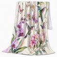 thumbnail image 2 of Hummingbird Garden Flowers And Wings Dreamy Botanical Style Bird Lovers Blooming Garden Bird Motif Warm Flannel Blanket, Mother's Day Gift for Sunroom and Bedroom Home Decor, 2 of 9