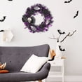 thumbnail image 5 of Halloween Wreaths for Front Door, Lighted Door Wreath Fall Wreath with Purple Lights and Black Roses Bows for Home Wall Window Party Decor, 5 of 5
