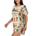 thumbnail image 2 of Wukai Autumn In The Forest Women's Pajama Set,Short-Sleeve Top and Shorts with Elastic Waistband and Pockets for Loungewear, Yoga, and Casual Wear-XX-Large, 2 of 8