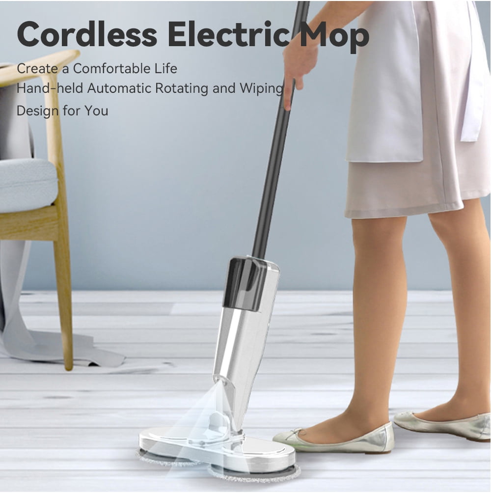 Cordless Wireless Rechargeable Mop Broom with Handle Length Adjustable 360 Degree for Carpet and Hardwood Floors 2-in-1 Electric Floor Sweeper 