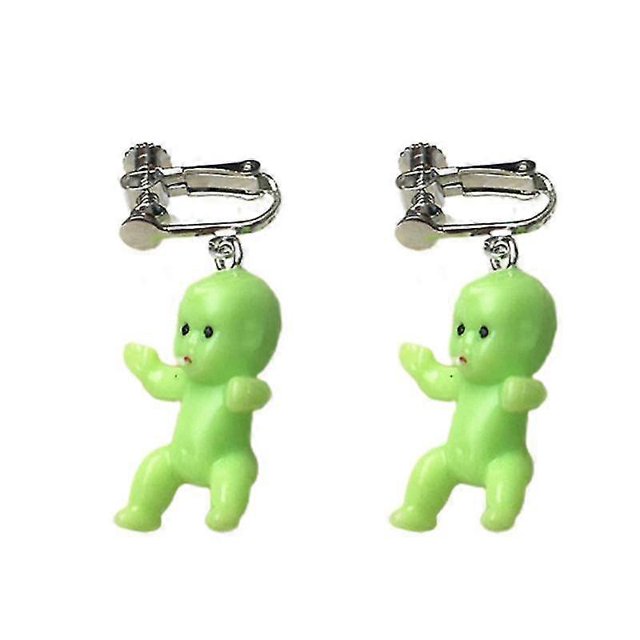 1 Pair Dangle Earrings Baby Shower Accessories Women Baby Doll Pendant Drop Earrings Ear Clips--B--Green--Product code 83087 B Green