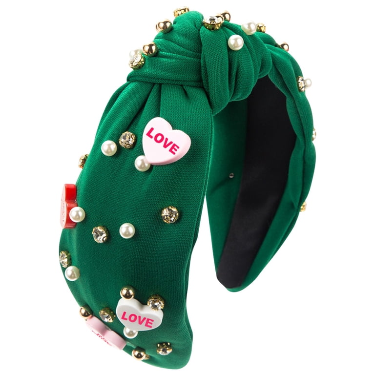 Women\'s Love Heart Headband Jeweled Crystal Rhinestone Knotted Hairband Amazon.com : Knotted Headband for Women Love Heart Crystal  main image 4