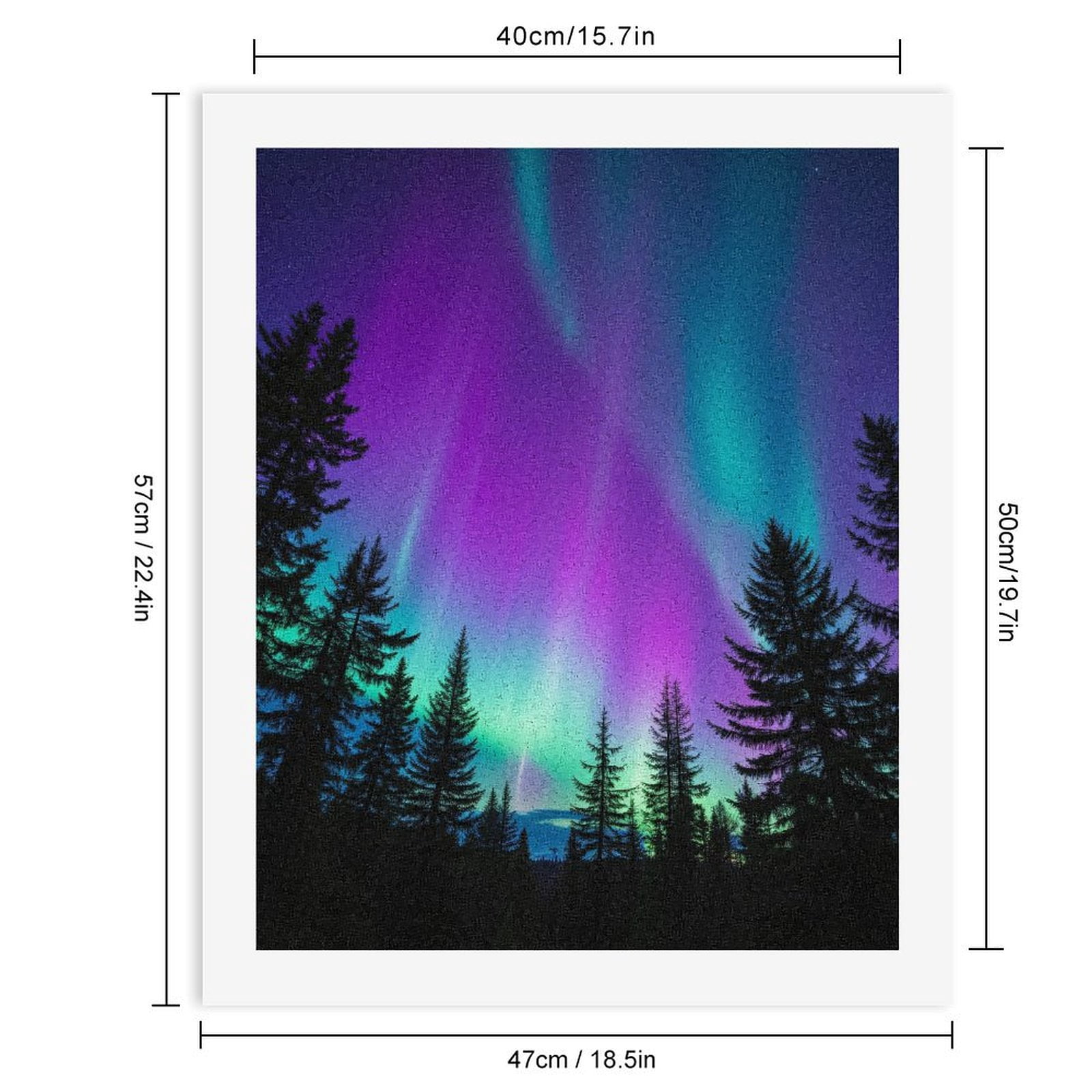 Paint By Numbers Kit for Adults Beginner - DIY Northern Lights Sky Forest Silhouette Canvas Painting Kits for Adults, Frameless Paint By Number for Adults for Home Wall Decor 16x20 Inch