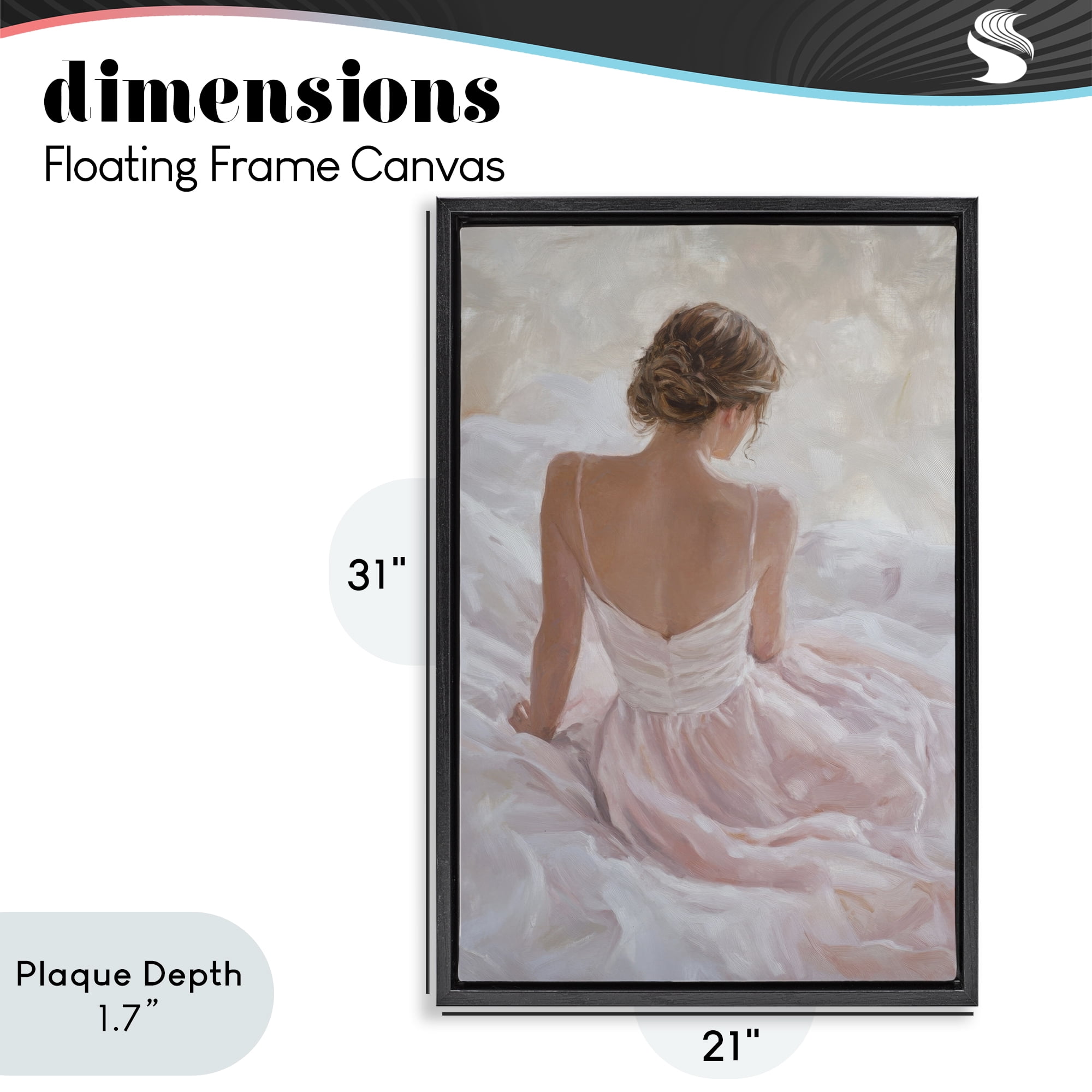 Stupell Industries Quiet Reflection in Pastel Pink Black Framed Floater Canvas Wall Art, design by Petal Prints Design