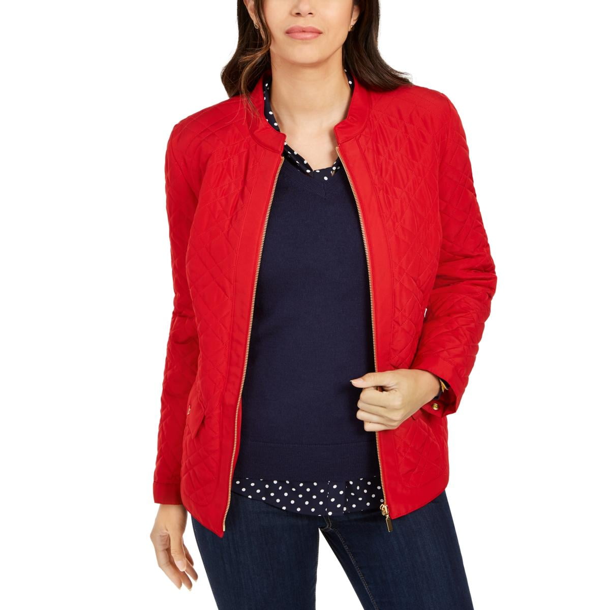 Womens red sale quilted jacket