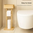 thumbnail image 6 of 4-in-1 Toilet Paper Holder Stand with Storage Shelf Box, 360° Rotating Bamboo Free Standing Toilet Tissue Roll, Toilet Wipes Dispenser Organizer Desktop for Bathroom Decor (Patented), 6 of 7