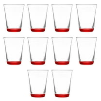 10 ARC Clear Glass Pint Cups Set, 16 oz. - Mixing, USA Made - Red