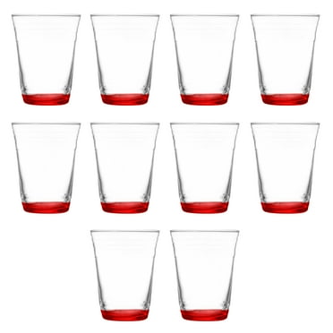 10 ARC Clear Glass Pint Cups Set, 16 oz. - Mixing, USA Made - Red