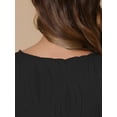 thumbnail image 5 of DARING DIVA Women's Crew Neck Knit Short Sleeve Textured Blouse L Black, 5 of 6