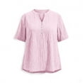 thumbnail image 4 of GigrtiJin Plus Size T Shirts for Womens Summer Short Sleeve Tees Loose Casual Solid Color Pull On V Neck Basic T Shirts XL-5XL, 4 of 5