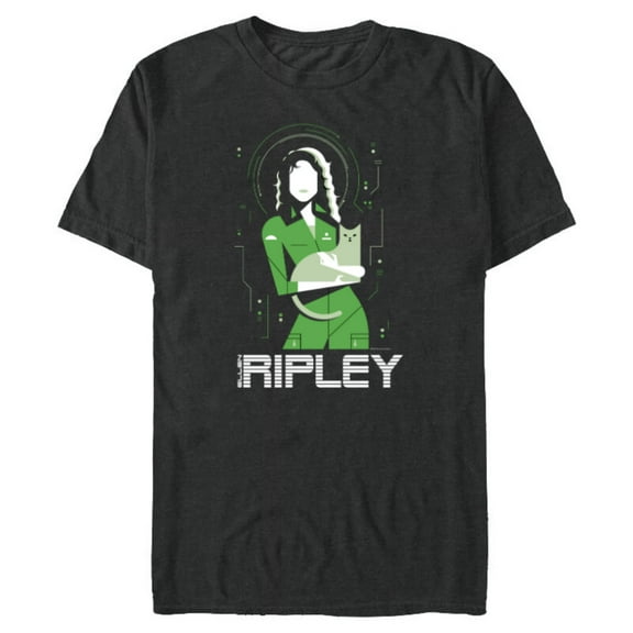 Alien 45th Anniversary Ellen Ripley & Jonesy Stylized Art - Short Sleeve Blended T-Shirt for Adults - Customized-Dark Heather