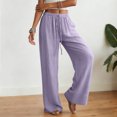 thumbnail image 4 of RFQWOVSR Women's High Waist Drawstring Wide Leg Linen Pants with Pockets Loose Fit Casual Summer Trousers XS, 4 of 5