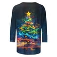 thumbnail image 3 of Christmas T Shirts for Women Long Sleeve Pullover Xmas Tree Print Lights Graphic Casual Holiday Winter Tops, 3 of 4